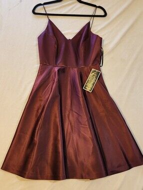 Ever New Satin Spaghetti-Strap A-Line Dress in Wine